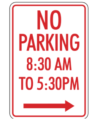 No parking (time condition and direction)