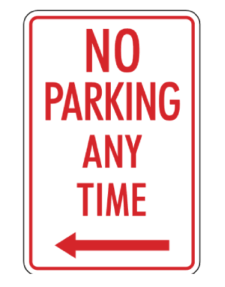 No parking any time (direction)
