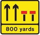 Temporary lane closure (the number and position of arrows and red bars may be varied according to lanes open and closed)