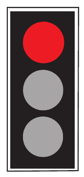 RED Means ‘Stop”. Wait behind the stop line on the