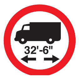 No vehicle or combination of vehicles over length shown