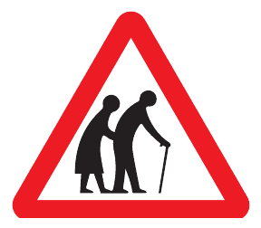 Frail (Elderly) pedestrians ahead