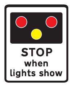 Light signals ahead at fire station or bridge