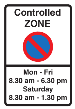 Entrance to controlled parking zone