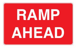 Temporary hazard at road works: ramp ahead