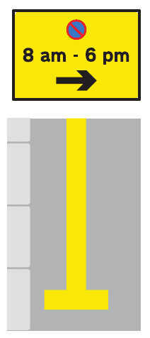 No waiting during times shown on sign