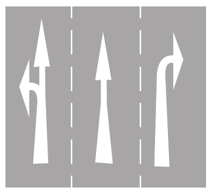Traffic lanes indicated (arrows)
