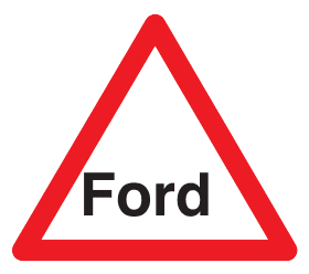 Worded warning sign (Ford)