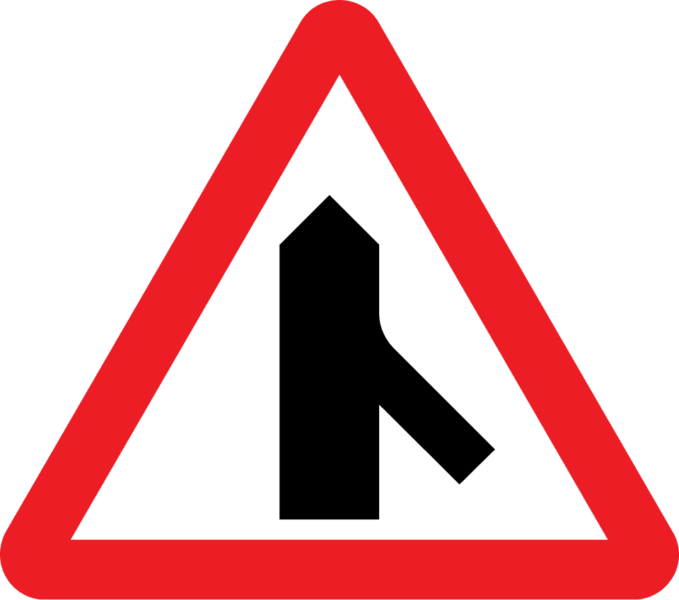 Traffic merging from right ahead