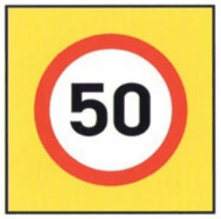 Maximum speed (temporary, yellow)