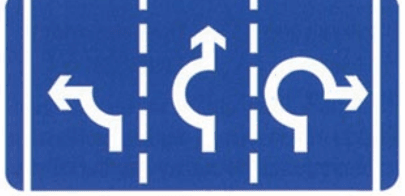 Arrows: lane direction on a 3-lane roundabout