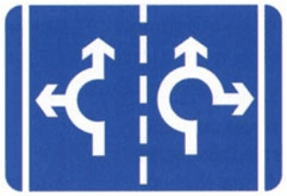 Arrows: lane direction on a 2-lane roundabout (variant)