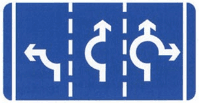 Arrows: lane direction on a 3-lane roundabout (variant)