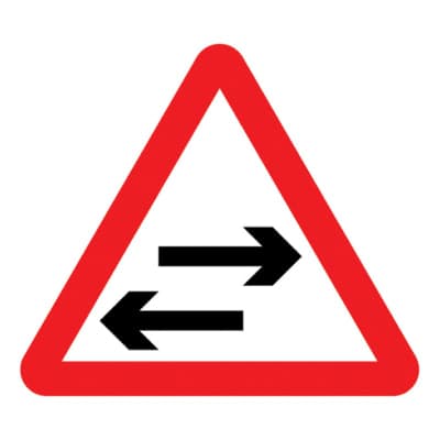 Two Way Traffic Crosses One Way Road